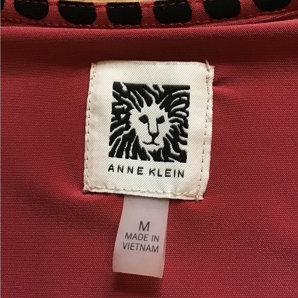 NWOT Anne Klein Classic Faux Wrap Dress Cinnamon & Black Polka Dot - Picture 11 of 14